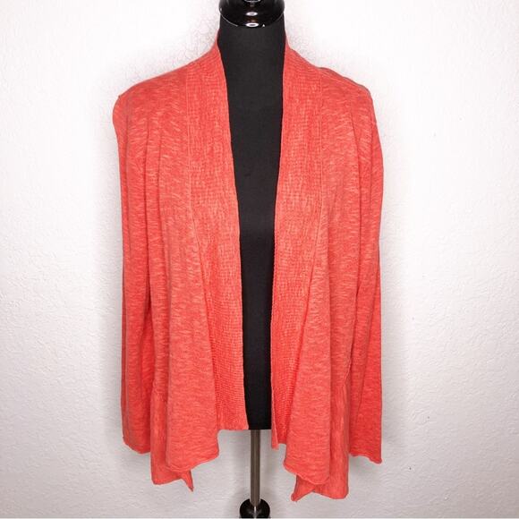 Eileen Fisher coral orange linen blend open front cardigan size Extra Large XL - Picture 1 of 16